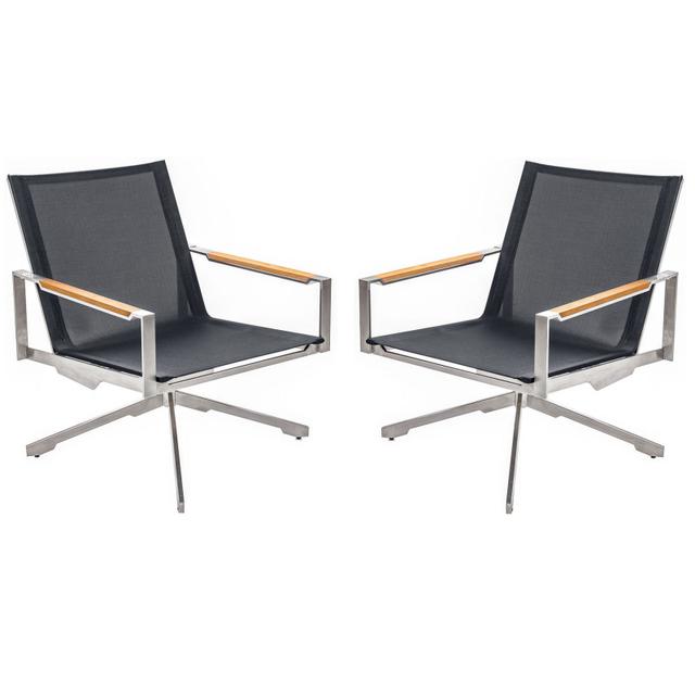 POVL Outdoor Sture Sling Swivel Rocker Lounge Chair - Set of 2