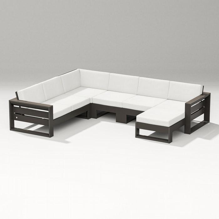 Polywood Latitude 5-Piece Corner Outdoor Sectional Sofa w/ Right Chaise