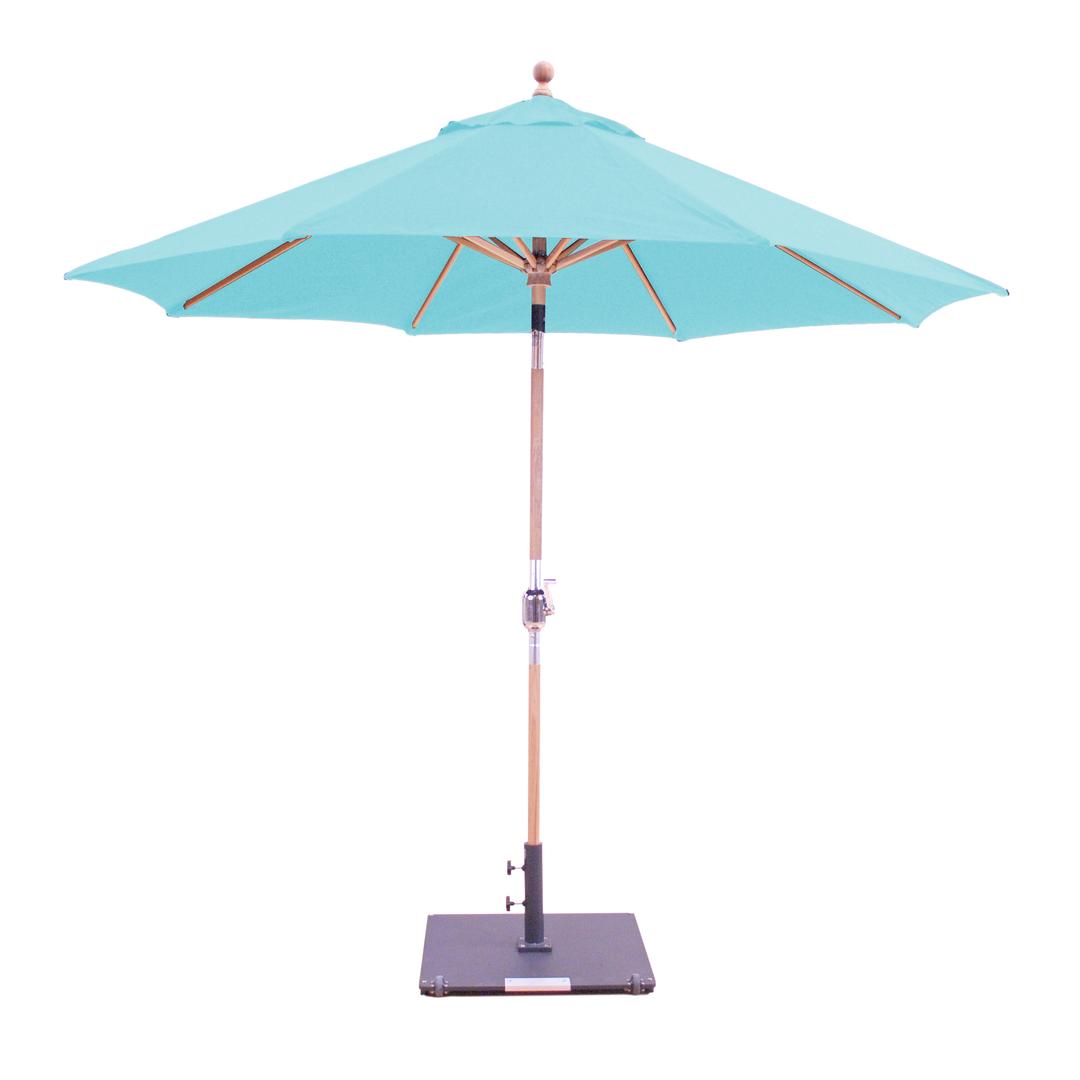 Galtech Rotational Tilt 9' Round Teak Market Patio Umbrella