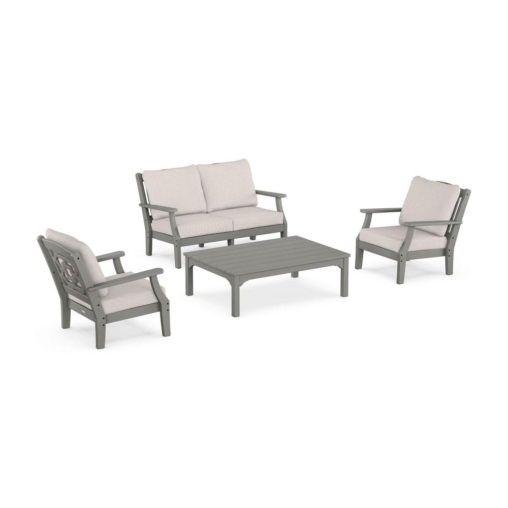 Polywood Chinoiserie 4-Piece Loveseat Deep Seating Set
