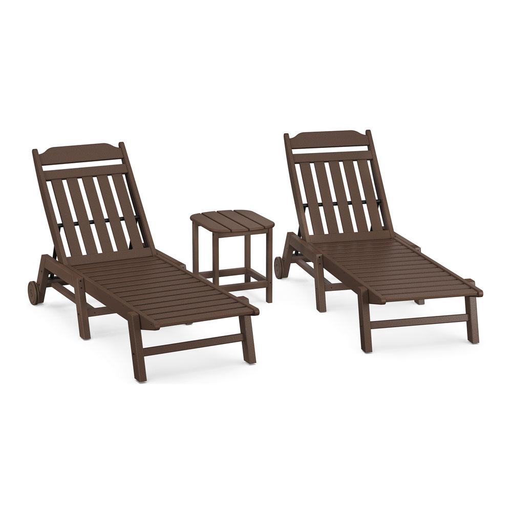 Polywood Country Living 3-Piece Chaise Set with Wheels