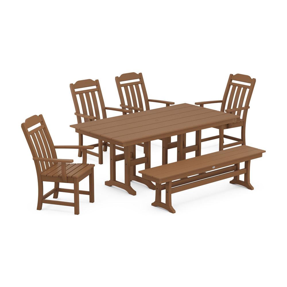 Polywood Country Living 6-Piece Farmhouse Dining Set with Bench