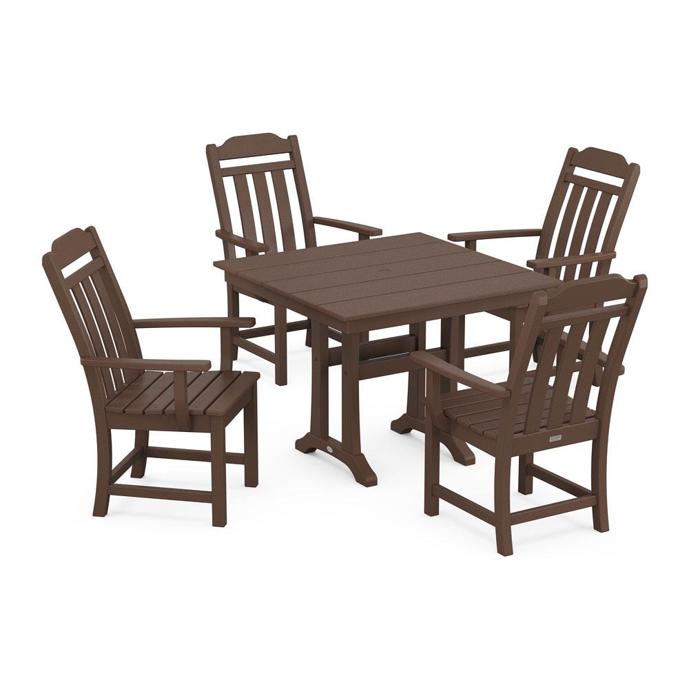 Polywood Country Living 5-Piece Farmhouse Dining Set with Trestle Legs