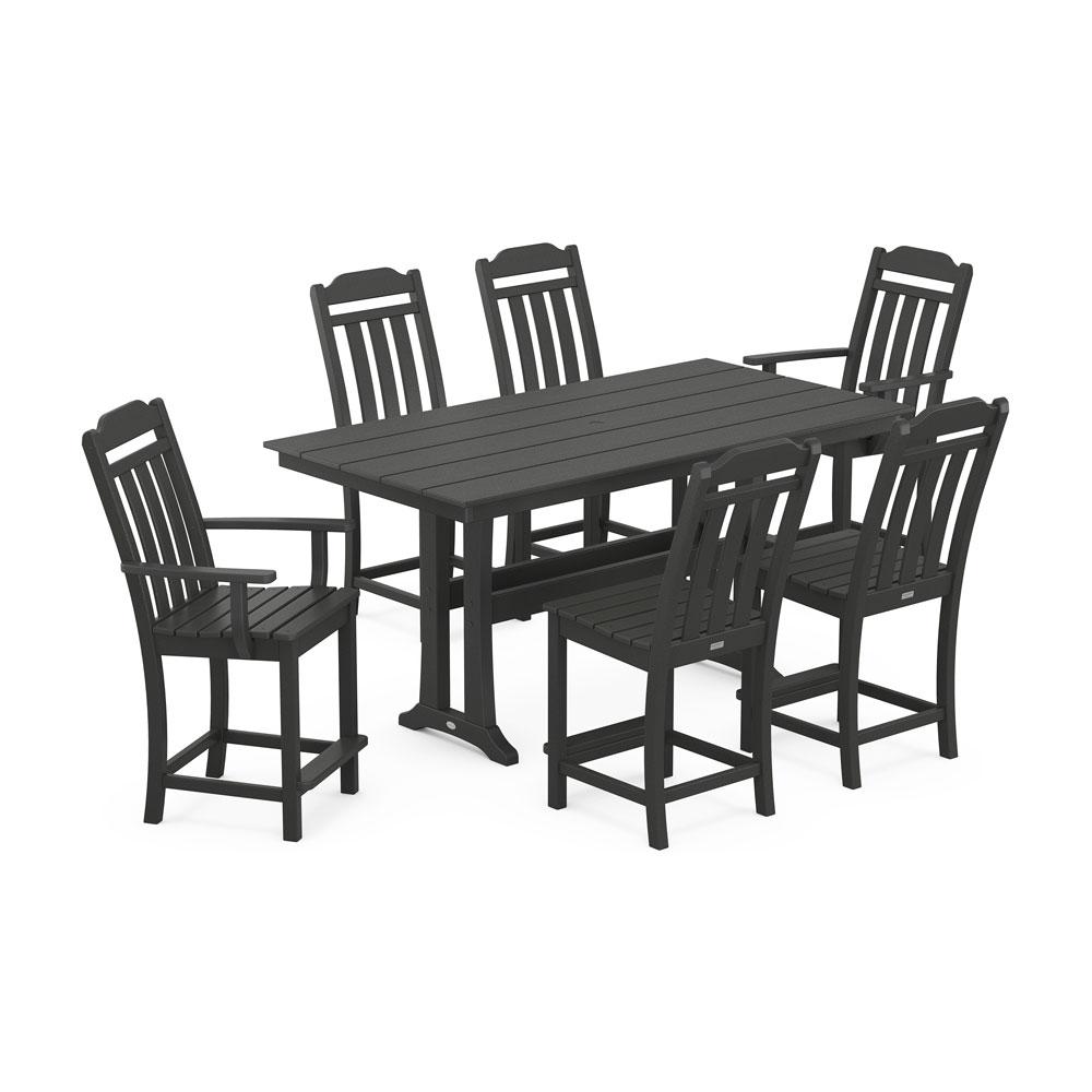 Polywood Country Living 7-Piece Farmhouse Counter Set with Trestle Legs
