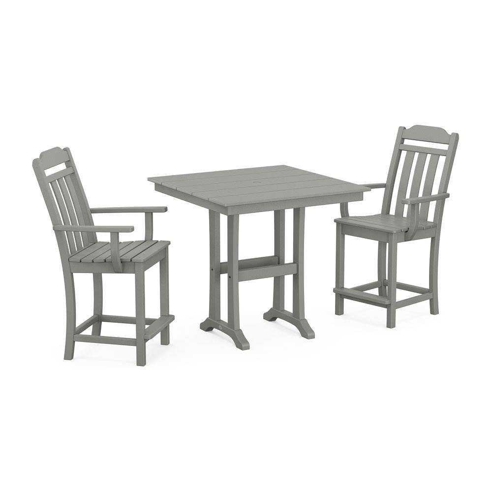 Polywood Country Living 3-Piece Farmhouse Counter Set with Trestle Legs