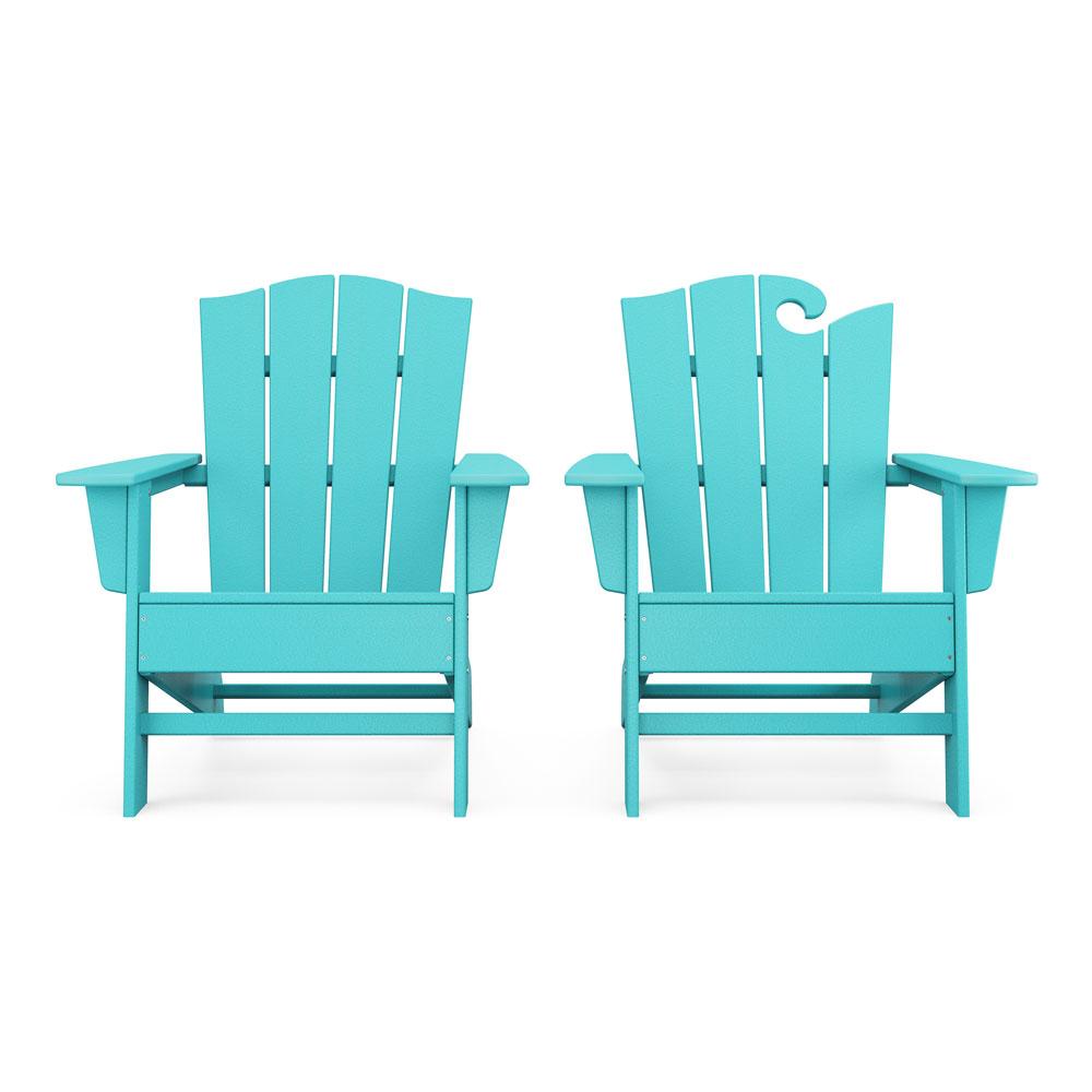 Polywood Wave 2-Piece Adirondack Chair Set with The Crest Chair
