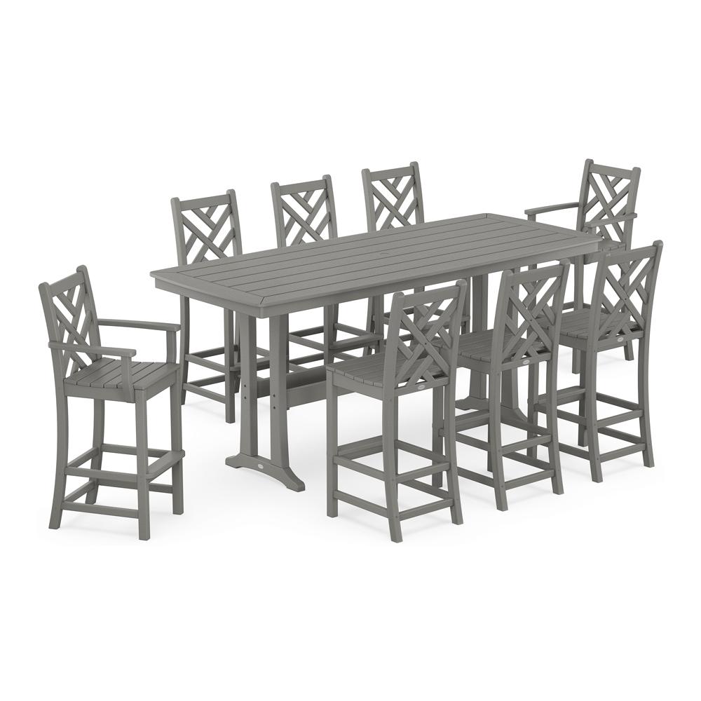 Polywood Chippendale 9-Piece Bar Set with Trestle Legs