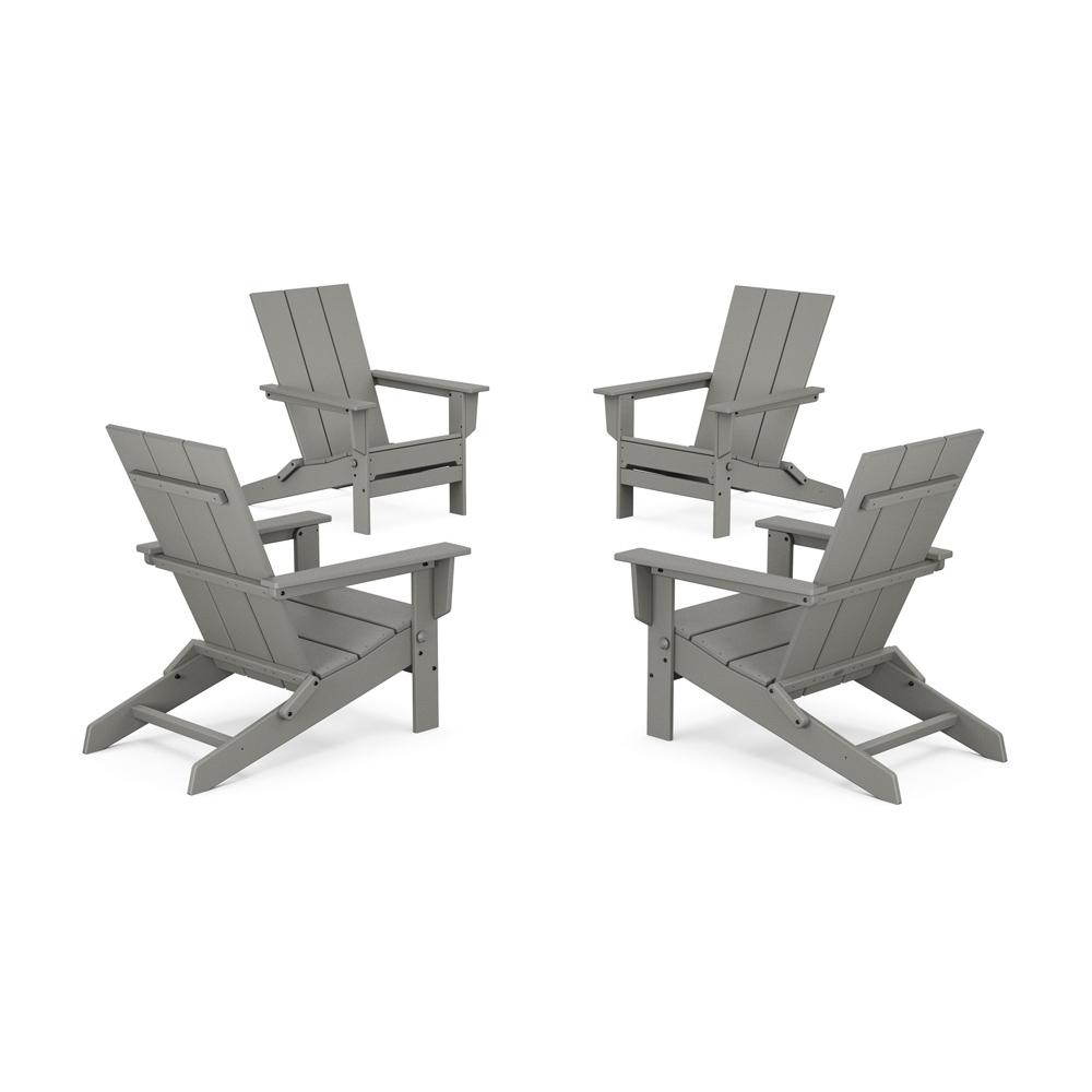 Polywood 4-Piece Modern Studio Folding Adirondack Chair Conversation Set