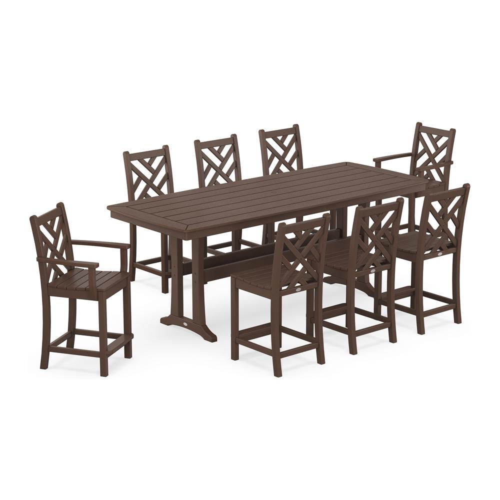 Polywood Chippendale 9-Piece Counter Set with Trestle Legs
