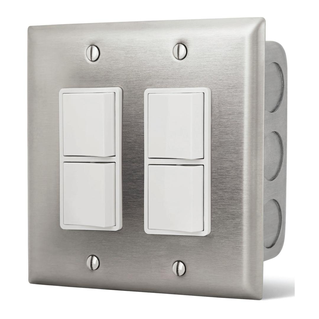 Infratech Dual Duplex Stack Switch with Wall Plate & Gang Box