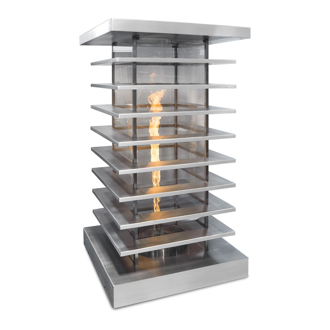 The Outdoor Plus High-Rise 28" Square Stainless Steel Gas Fire Tower