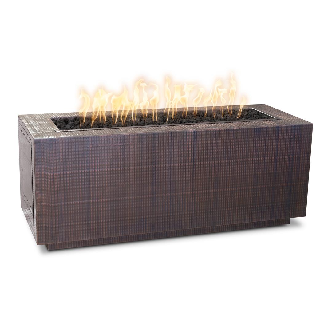 The Outdoor Plus Pismo 60" Rectangular Hammered Copper Gas Fire Pit w/ Hidden Tank