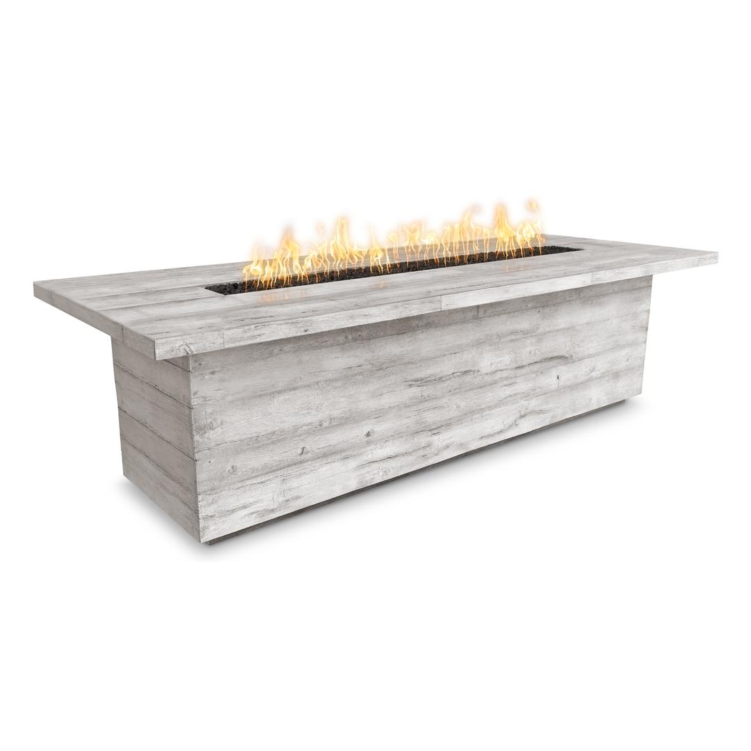 The Outdoor Plus Laguna 120" Rectangular Wood Grain Concrete Gas Fire Table w/ Hidden Tank