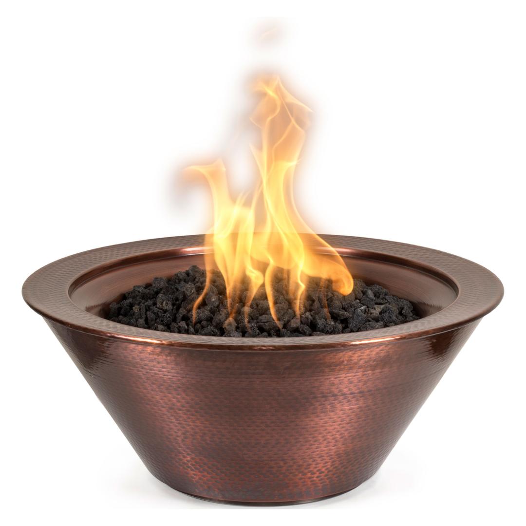 The Outdoor Plus Cazo 24" Round Hammered Copper Gas Fire Bowl