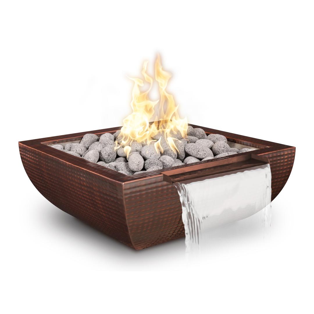 The Outdoor Plus Avalon 24" Hammered Copper Wide Spill Fire & Water Bowl