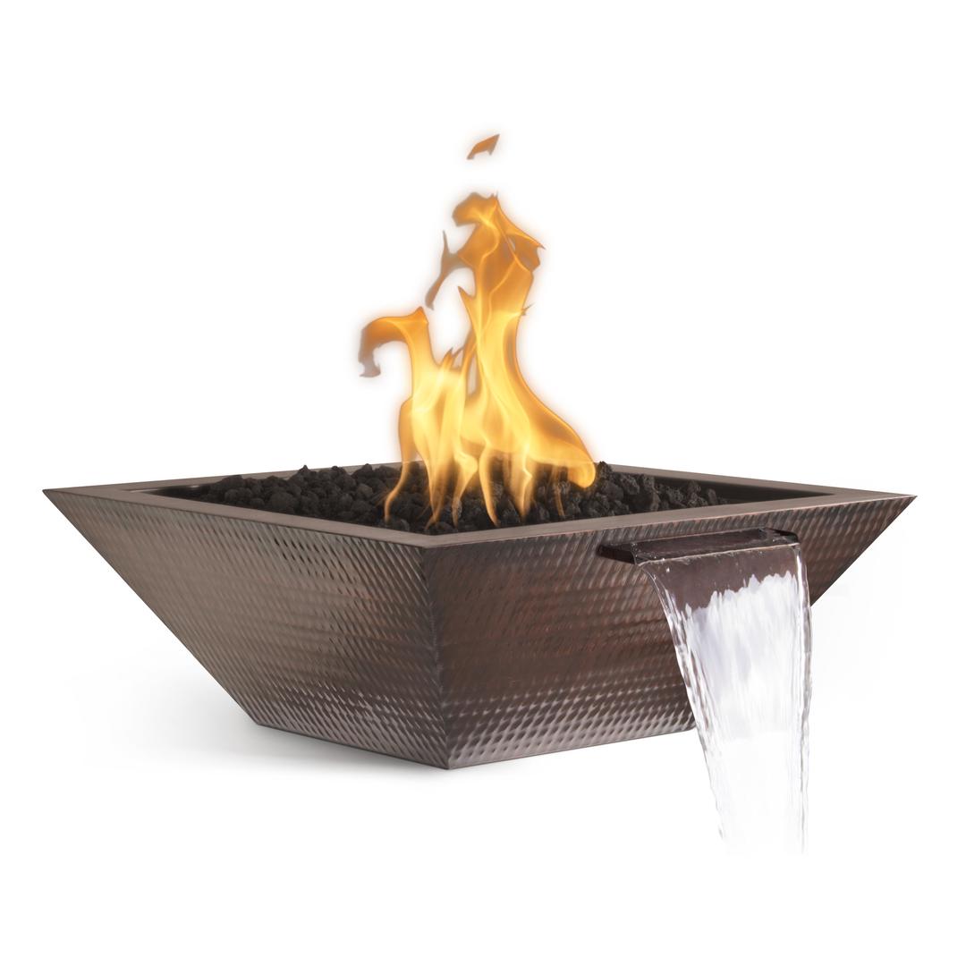 The Outdoor Plus Maya 24" Hammered Copper Fire & Water Bowl