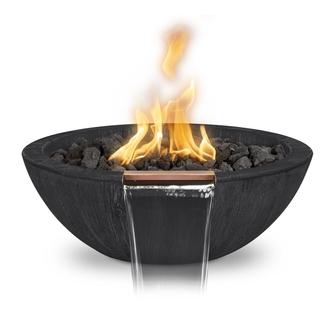 The Outdoor Plus Sedona 27" Wood Grain Concrete Fire & Water Bowl
