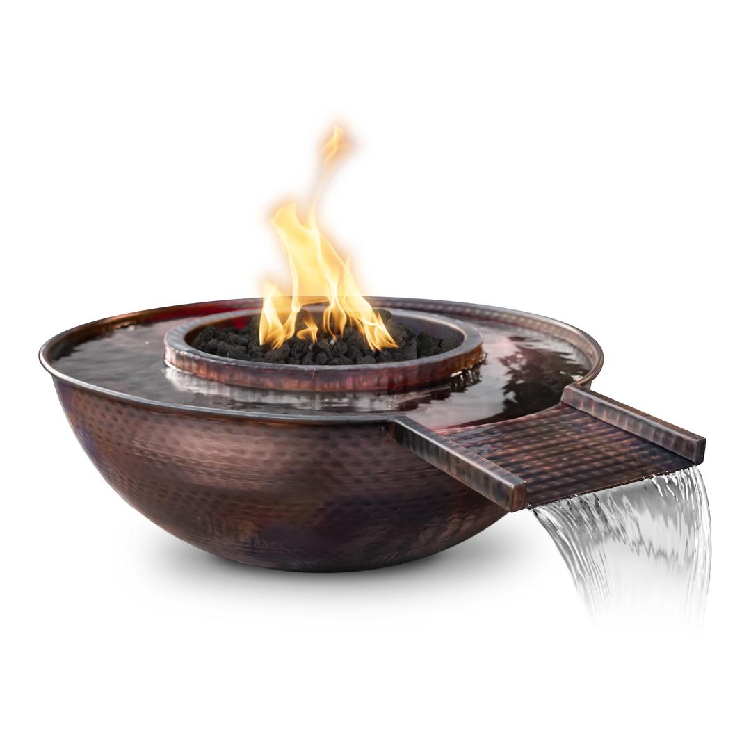 The Outdoor Plus Sedona 27" Hammered Copper Gravity Spill Fire & Water Bowl