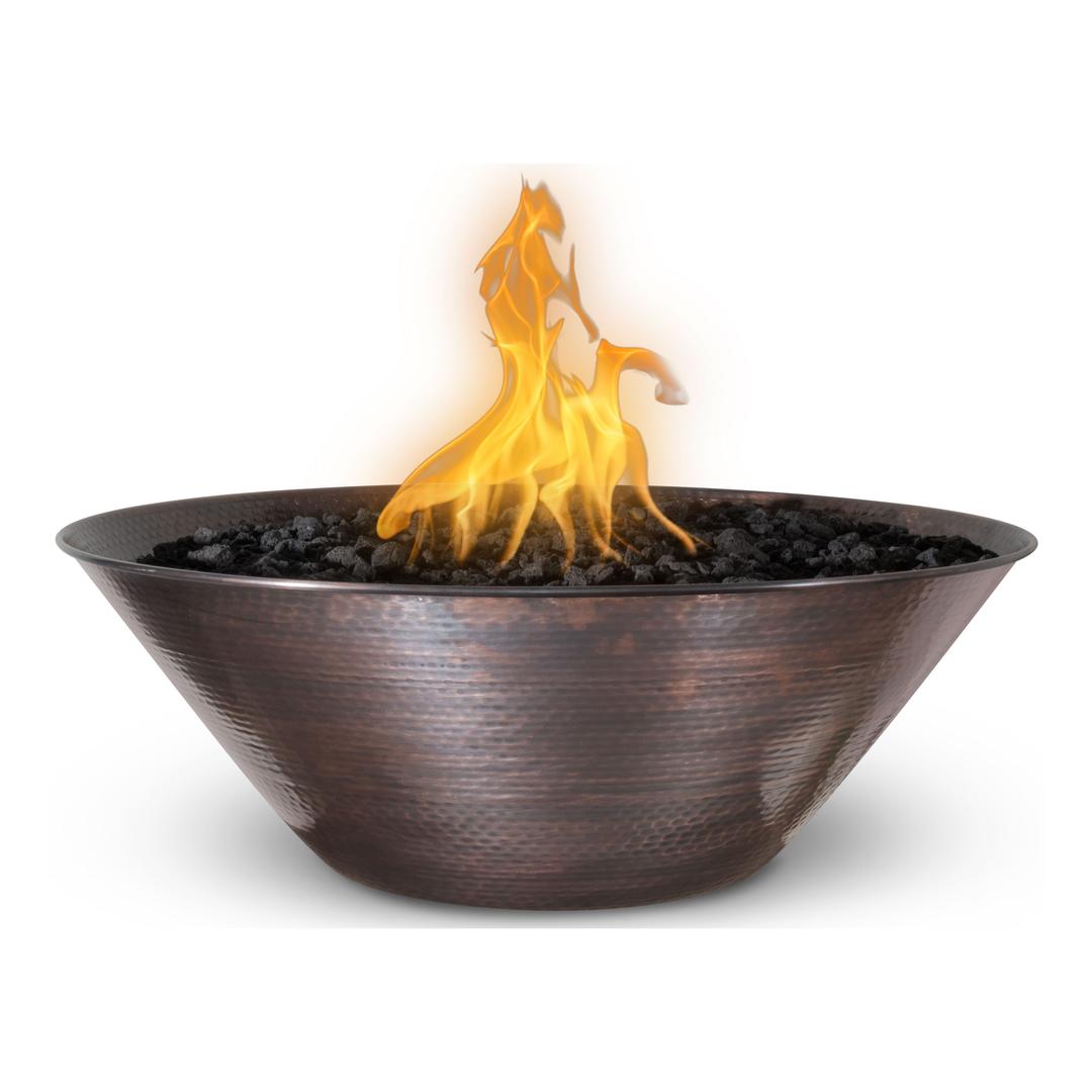 The Outdoor Plus Remi 31" Round Hammered Copper Gas Fire Bowl
