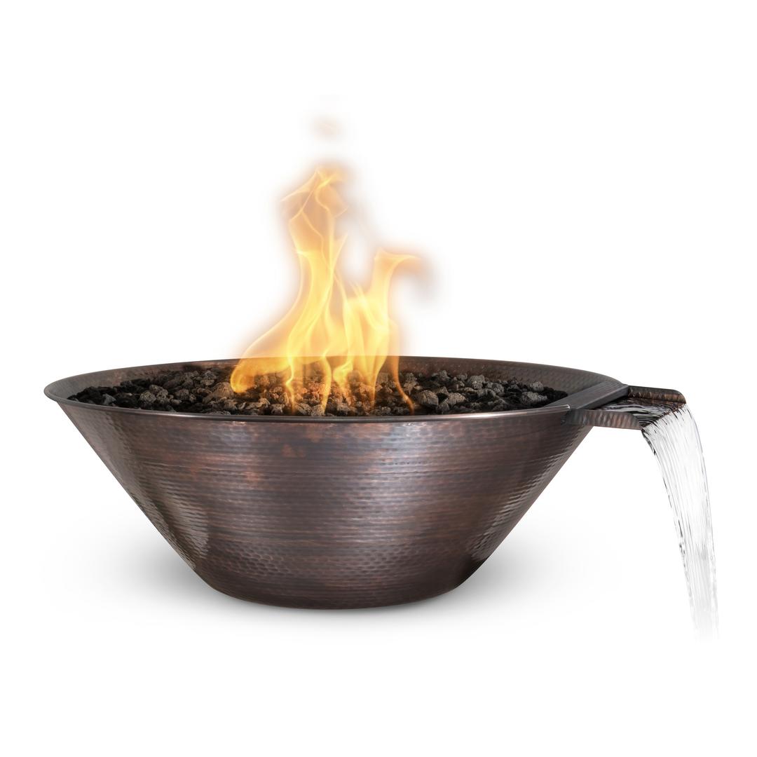 The Outdoor Plus Remi 31" Hammered Copper Fire & Water Bowl