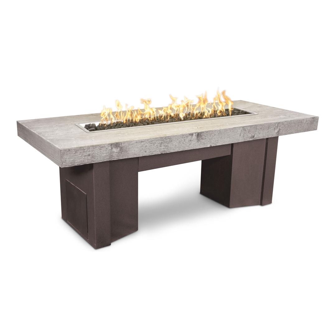 The Outdoor Plus Alameda 60" Rectangular Wood Grain Concrete Gas Fire Table w/ Hidden Tank