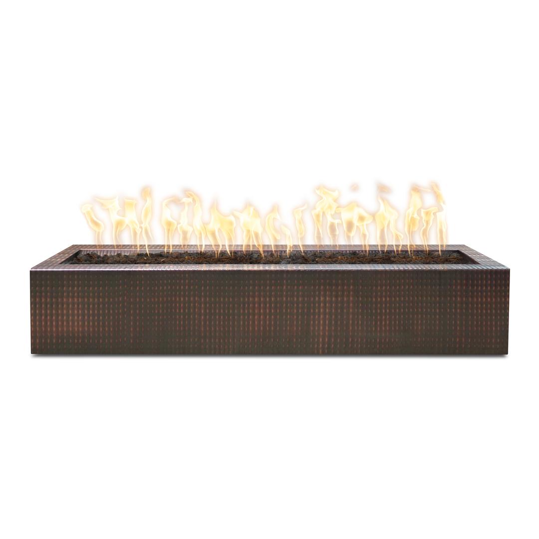 The Outdoor Plus Eaves 72" Rectangular Hammered Copper Gas Fire Pit
