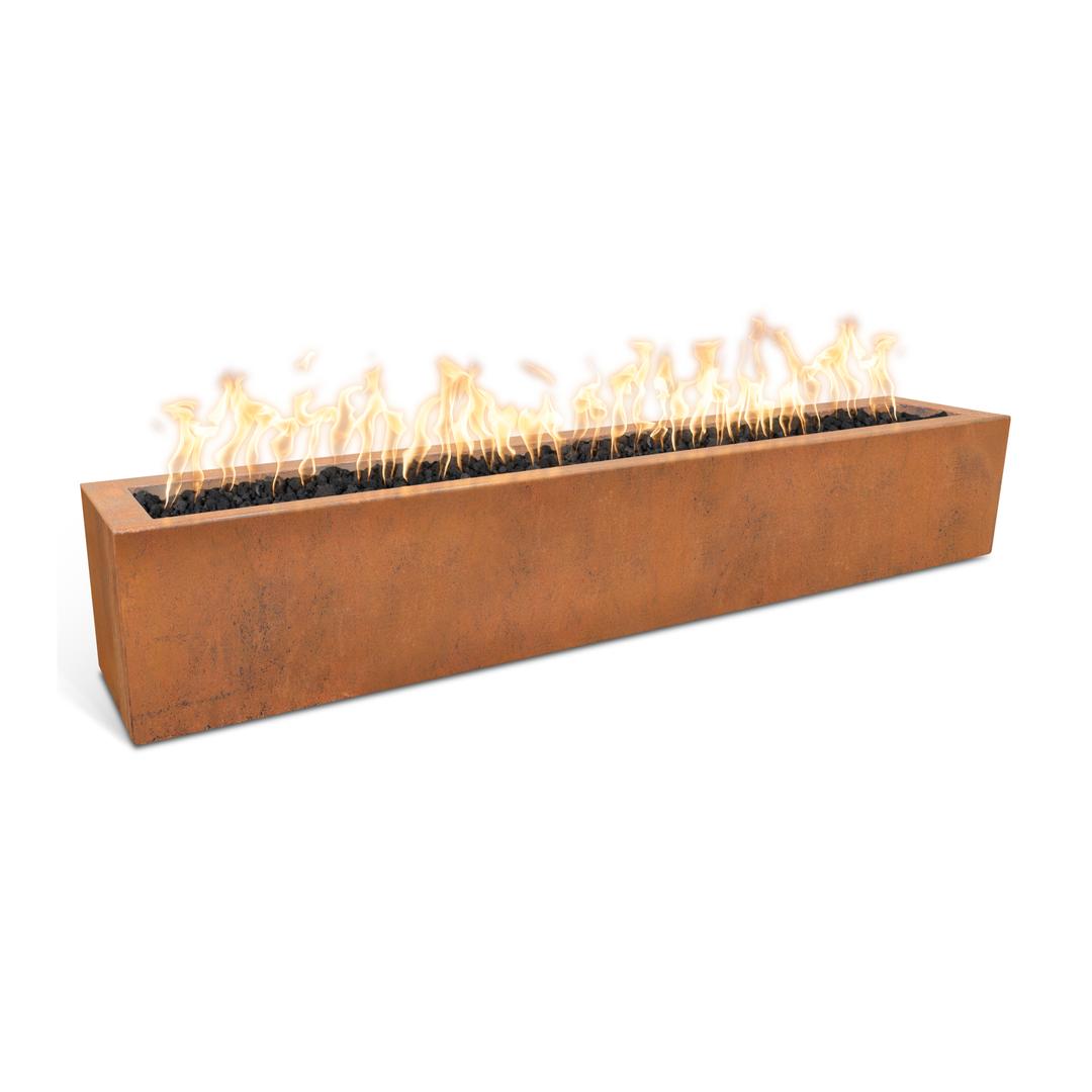 The Outdoor Plus Eaves 60" Rectangular Cor-Ten Steel Gas Fire Pit