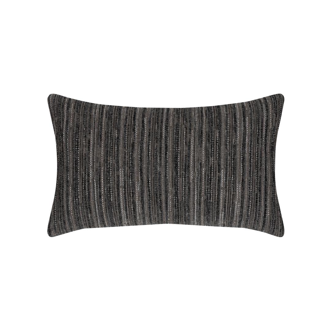 Elaine Smith 20" x 12" Luxe Stripe Charcoal Lumbar Sunbrella Outdoor Pillow