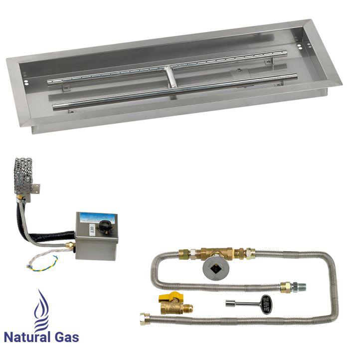 American Fire Glass 30" Rectangular Drop-In Pan Smart Ignition Technology Fire Pit Burner Kit