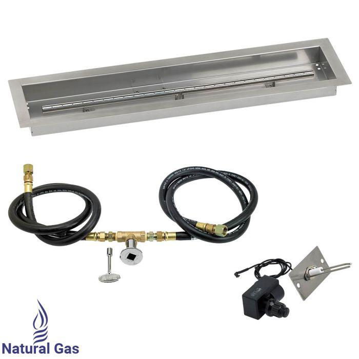 American Fire Glass 30" Linear Drop-In Pan Spark Ignition Fire Pit Burner Kit