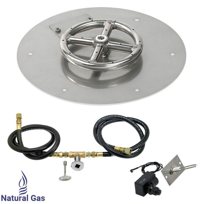 American Fire Glass 12" Round Flat Pan Spark Ignition Fire Pit Burner Kit