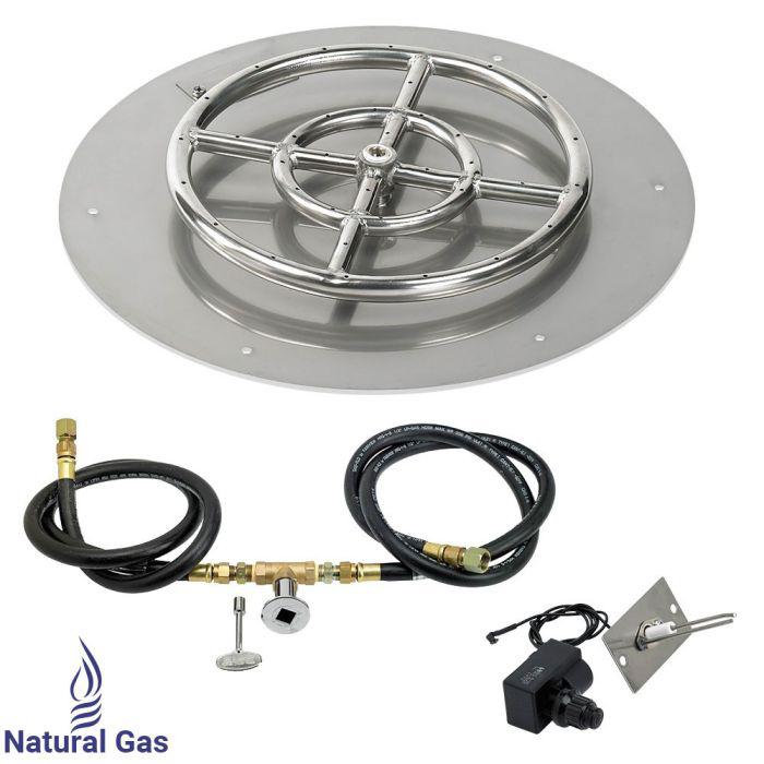 American Fire Glass 18" Round Flat Pan Spark Ignition Fire Pit Burner Kit