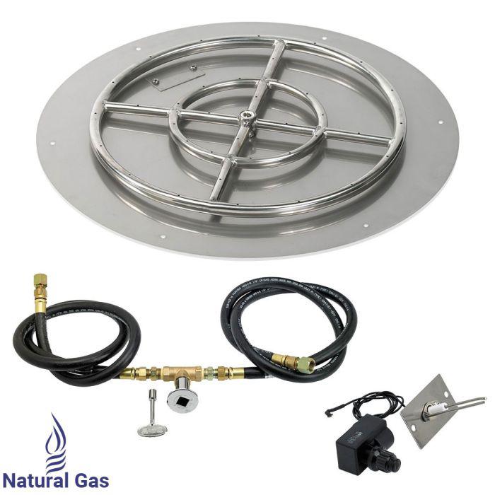 American Fire Glass 24" Round Flat Pan Spark Ignition Fire Pit Burner Kit