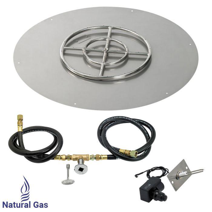 American Fire Glass 30" Round Flat Pan Spark Ignition Fire Pit Burner Kit