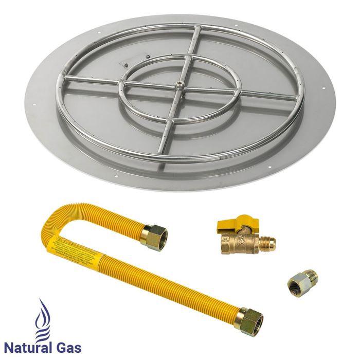 American Fire Glass 36" Round Flat Pan Match Light Fire Pit Burner Kit - High Capacity