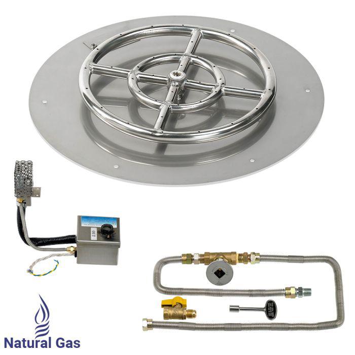American Fire Glass 18" Round Flat Pan Smart Ignition Technology Fire Pit Burner Kit