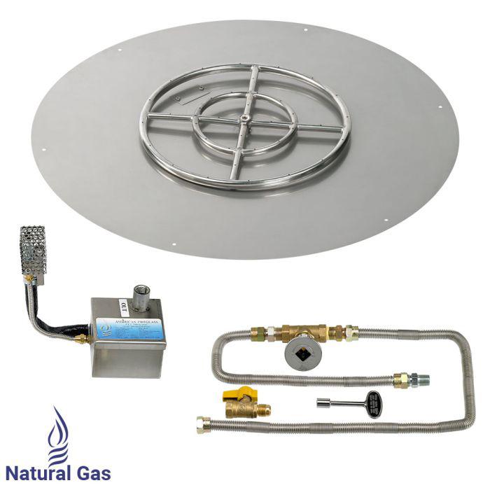 American Fire Glass 30" Round Flat Pan Smart Ignition Technology Fire Pit Burner Kit