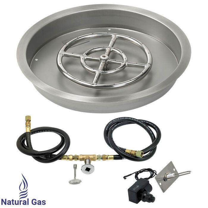 American Fire Glass 19" Round Drop-In Pan Spark Ignition Fire Pit Burner Kit