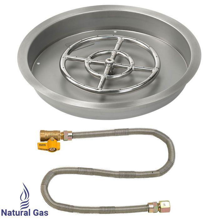 American Fire Glass 19" Round Drop-In Pan Match Light Fire Pit Burner Kit