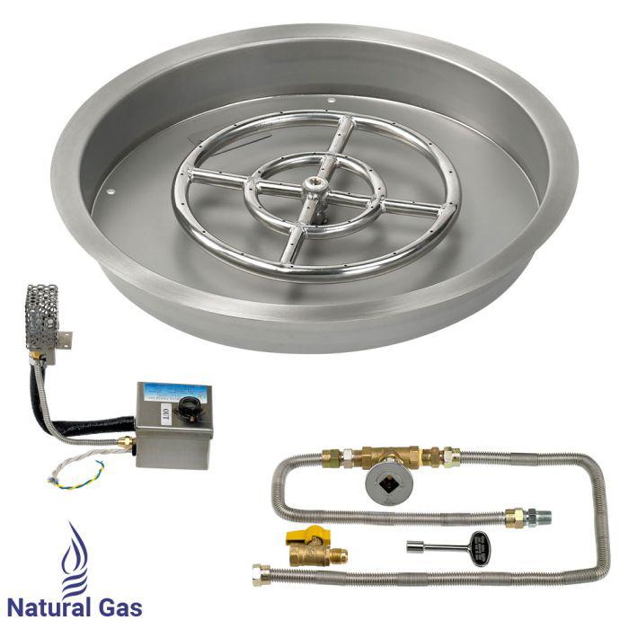 American Fire Glass 19" Round Drop-In Pan Smart Ignition Technology Fire Pit Burner Kit