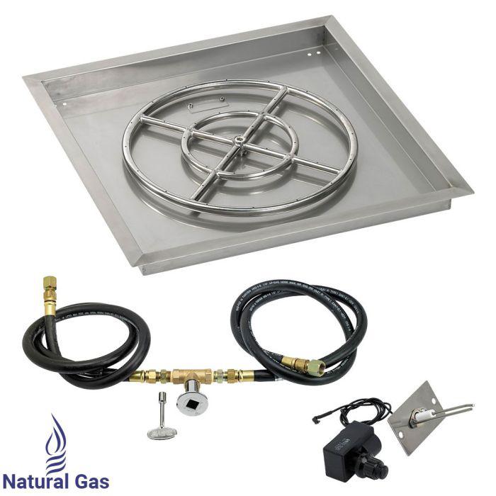 American Fire Glass 24" Square Drop-In Pan Spark Ignition Fire Pit Burner Kit