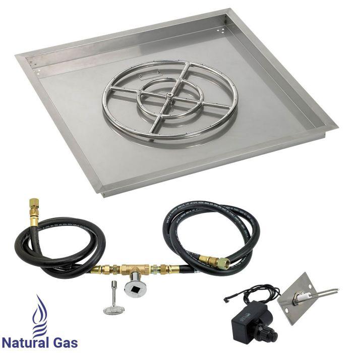 American Fire Glass 30" Square Drop-In Pan Spark Ignition Fire Pit Burner Kit