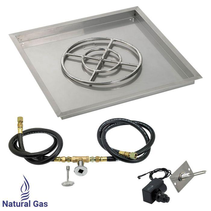 American Fire Glass 36" Square Drop-In Pan Spark Ignition Fire Pit Burner Kit