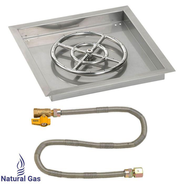 American Fire Glass 18" Square Drop-In Pan Match Light Fire Pit Burner Kit