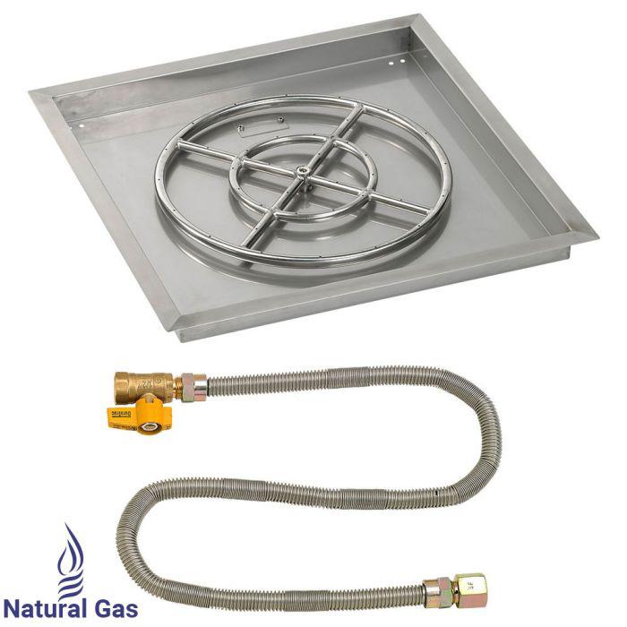 American Fire Glass 24" Square Drop-In Pan Match Light Fire Pit Burner Kit