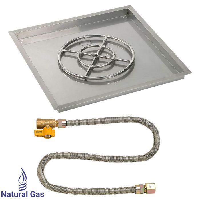 American Fire Glass 30" Square Drop-In Pan Match Light Fire Pit Burner Kit