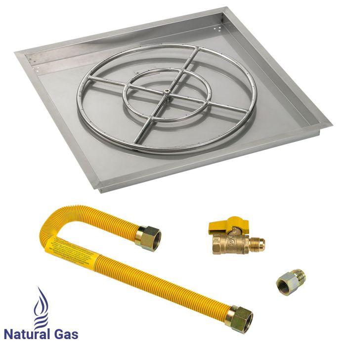 American Fire Glass 30" Square Drop-In Pan Match Light Fire Pit Burner Kit - High Capacity