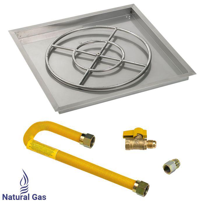 American Fire Glass 36" Square Drop-In Pan Match Light Fire Pit Burner Kit - High Capacity