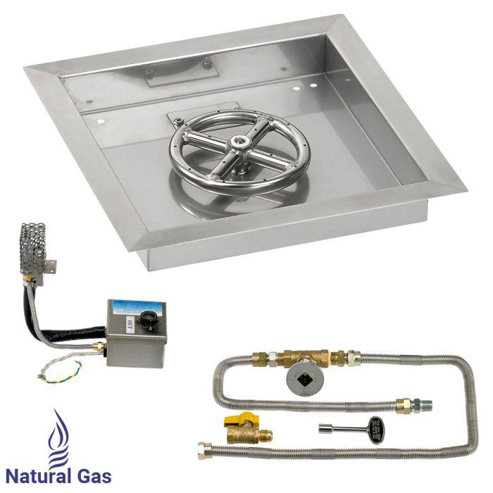 American Fire Glass 12" Square Drop-In Pan Smart Ignition Technology Fire Pit Burner Kit