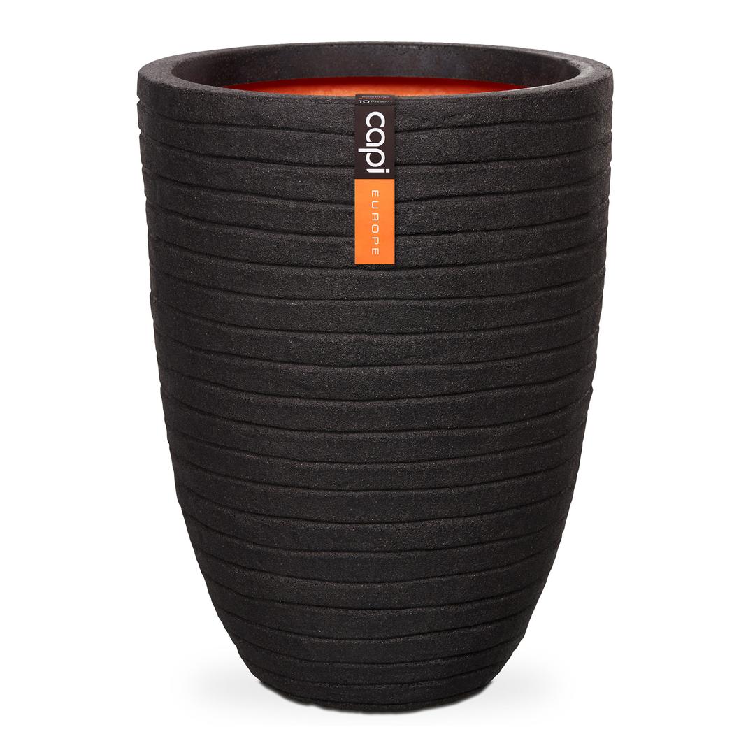 Capi Nature Row 13" Elegant Low Vase Planter Pot - Black